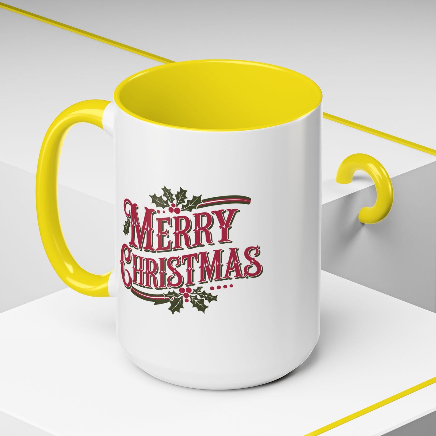 Christmas Mug - Merry Christmas Maroon & Green Text Decorations
