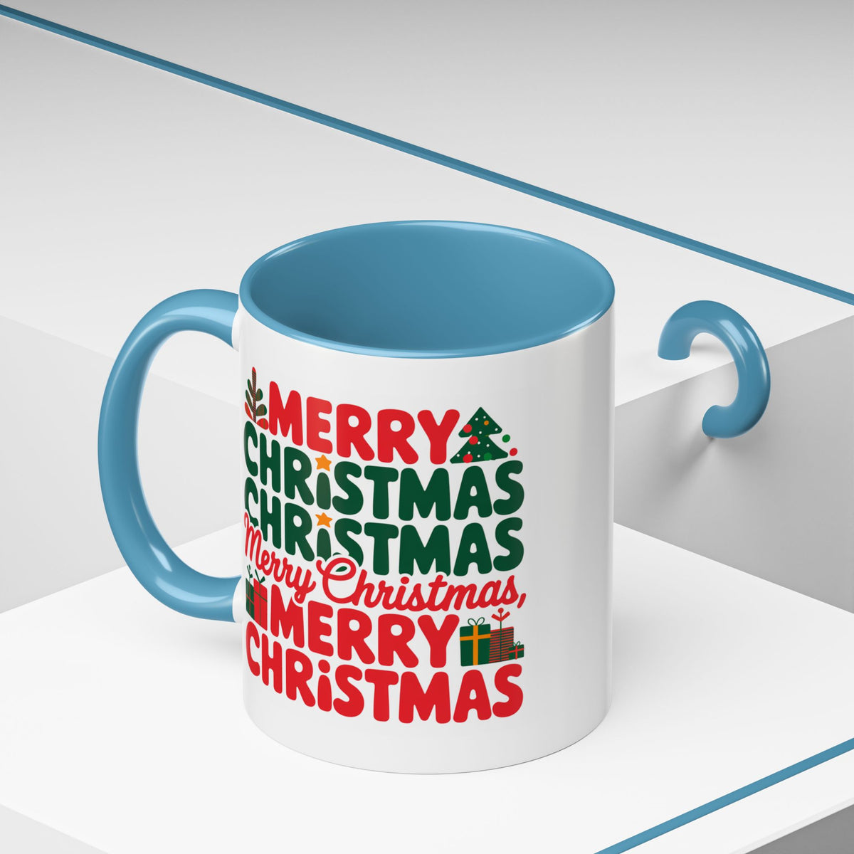 Christmas - Merry Christmas Red & Green Text Trees Presents Candles