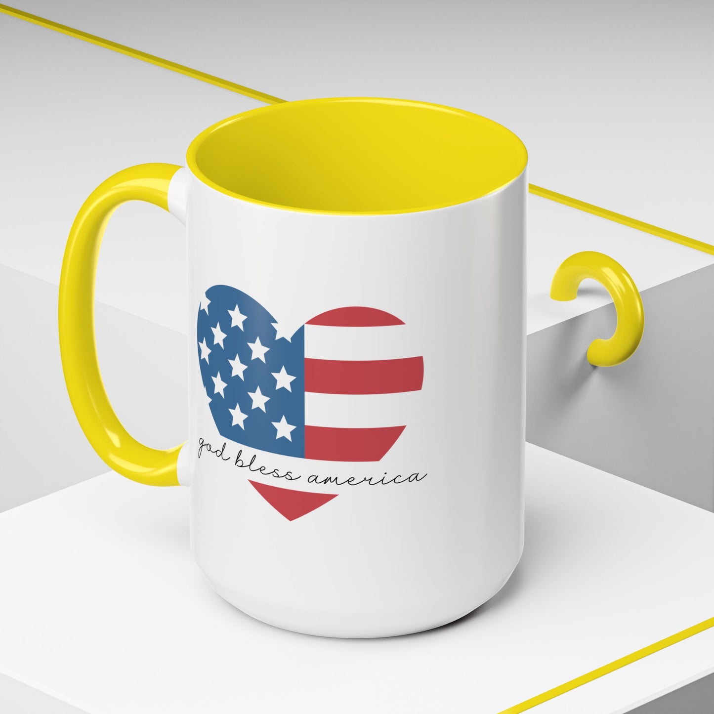 4th of July Mug - God Bless America Flag Heart