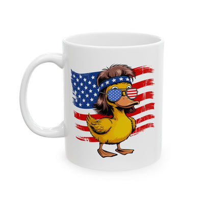 4th of July Mug - Patriotic Duck with Mullet