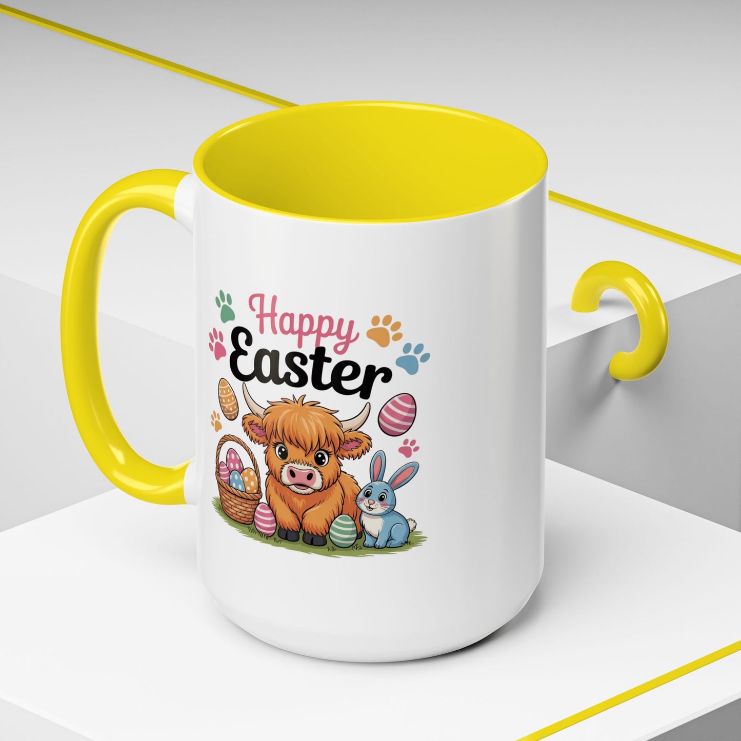 Easter Mug - Happy Easter Cow & Rabbit