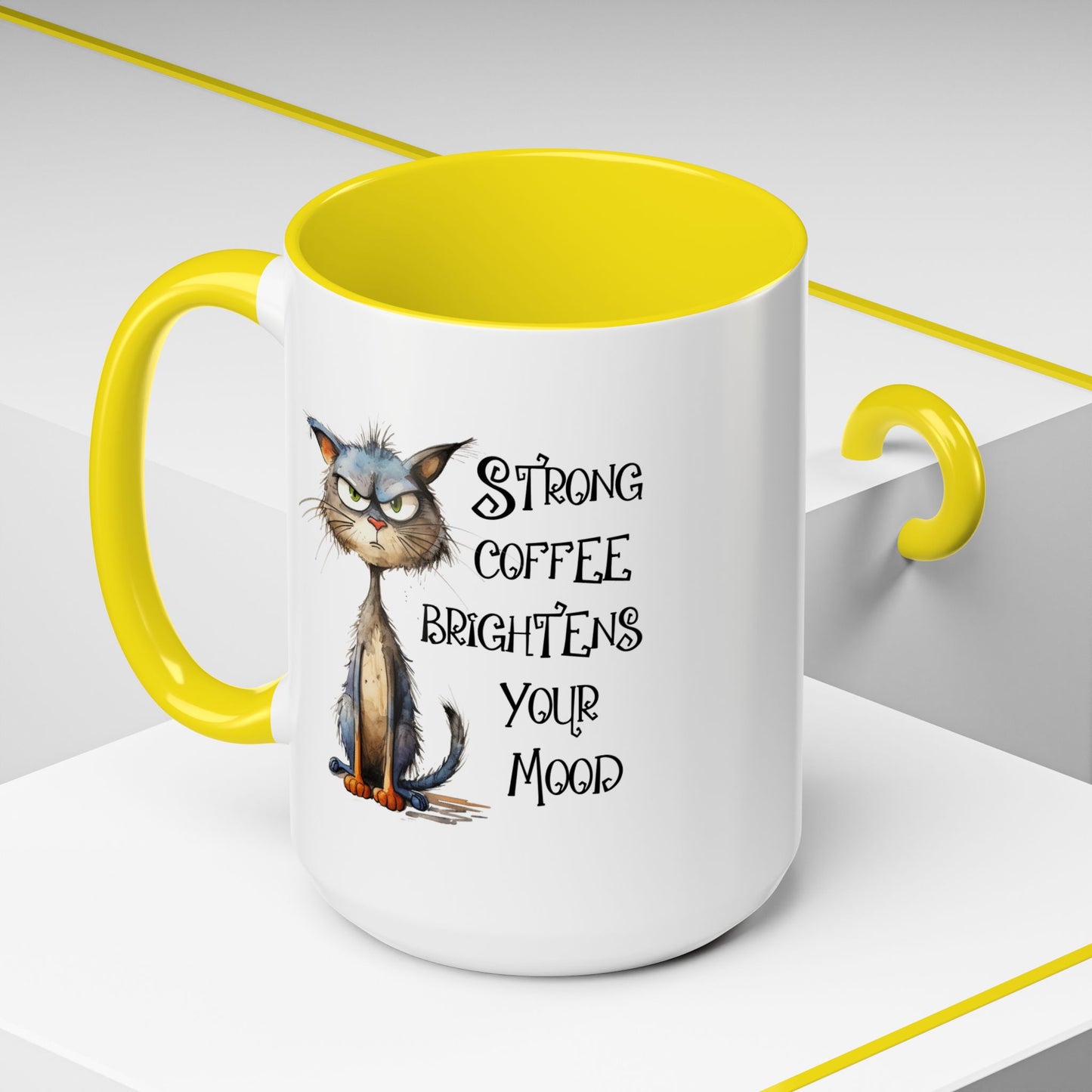 Humor Mug - Strong Coffee Brightens Your Mood