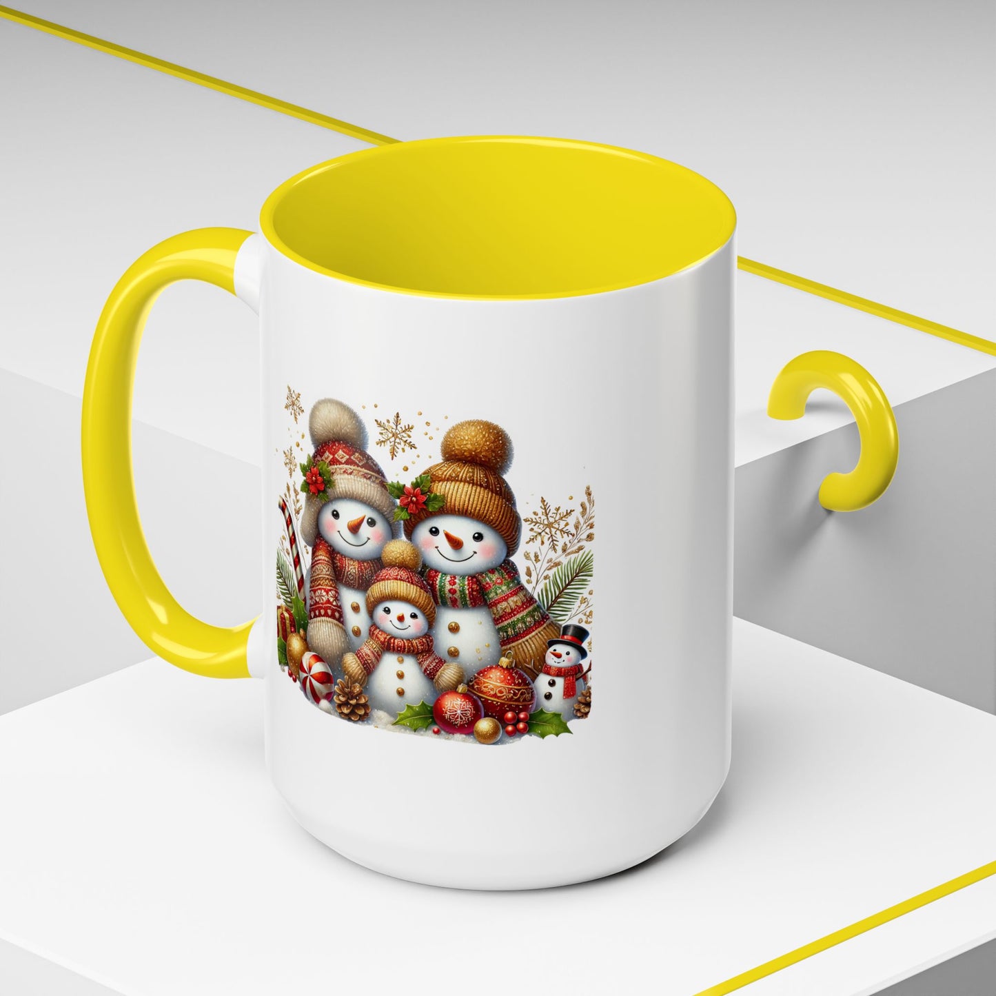 Christmas Mug - Gold Snowman Family