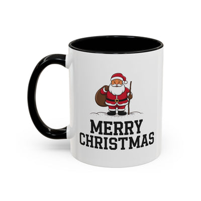 Christmas Mug - Merry Christmas Black Text Santa Walking