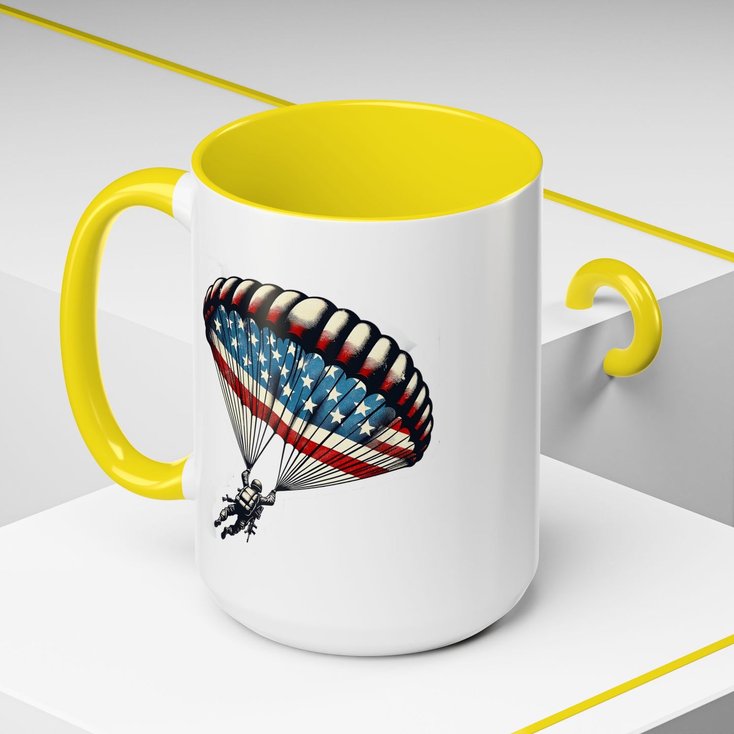 4th of July Mug - Airborne Soldier Parachute Flag