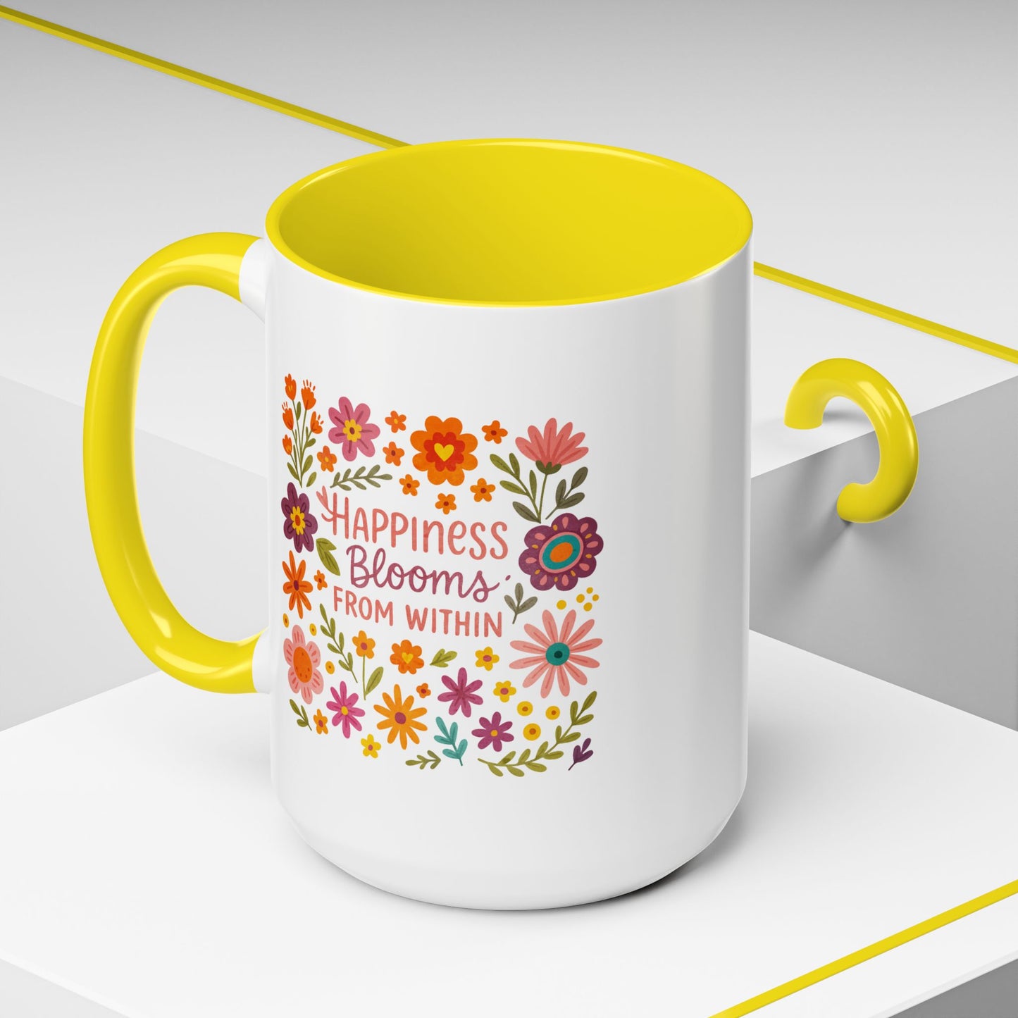Motivation Mug - Happiness Blooms From Within