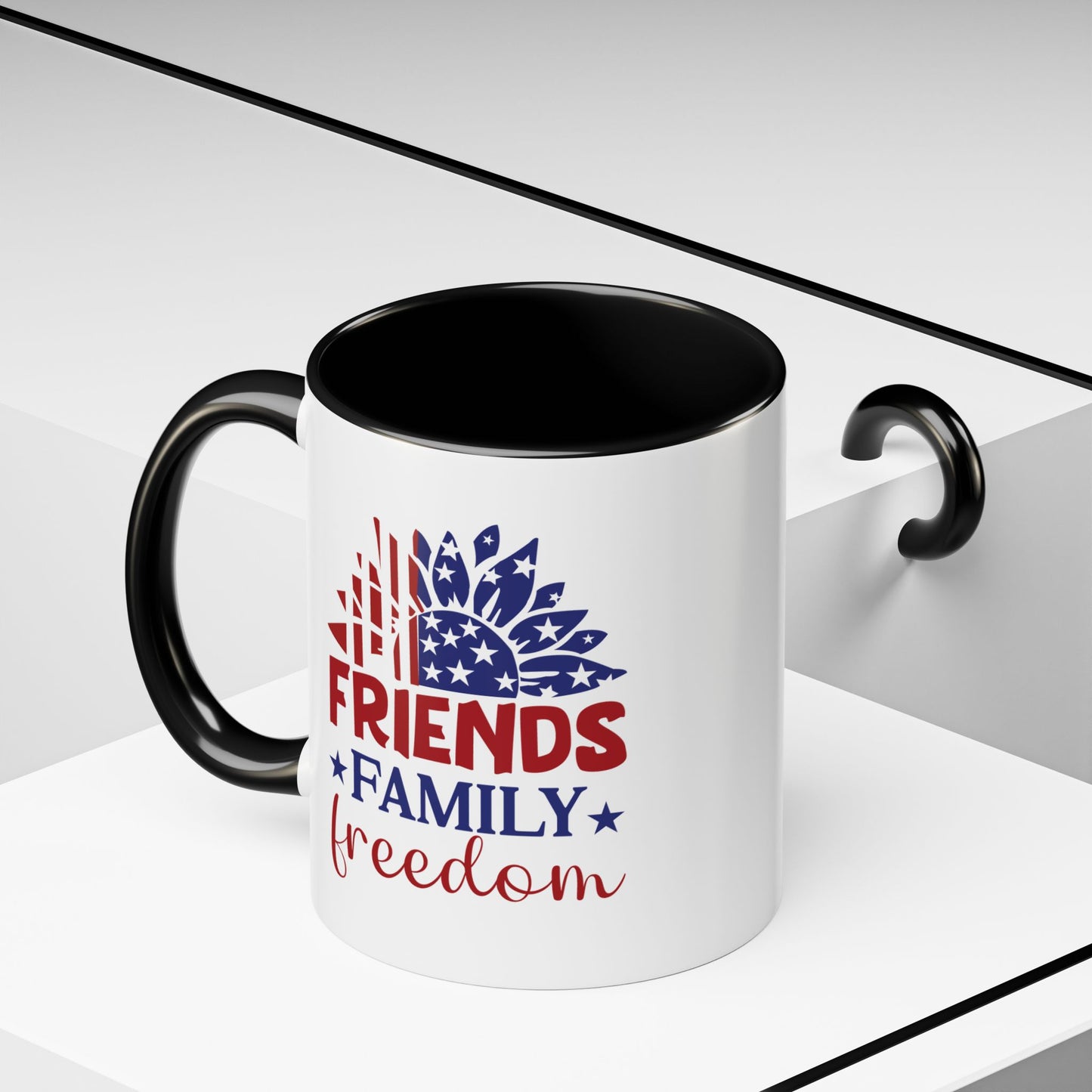 4th of July Mug - Friends Family Freedom Sunflower