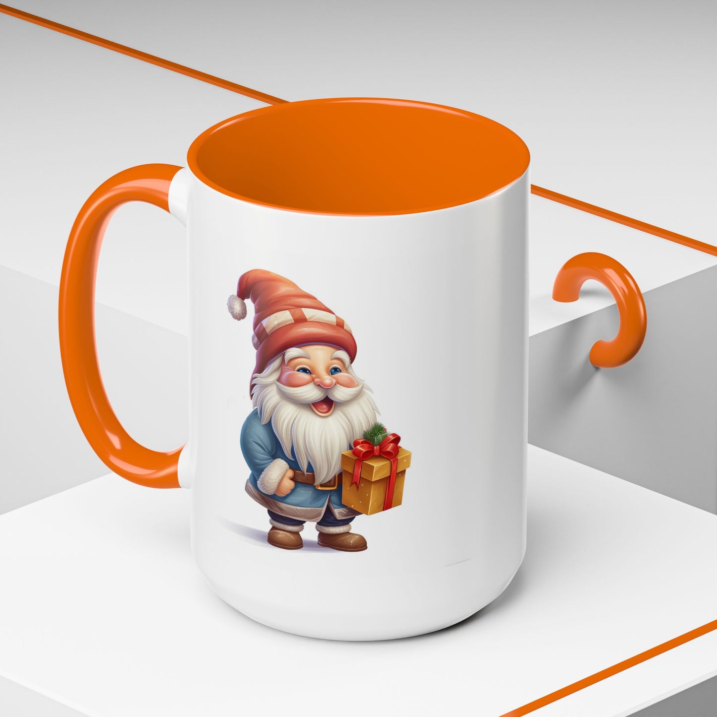 Christmas Mug - Old Gnome with Present