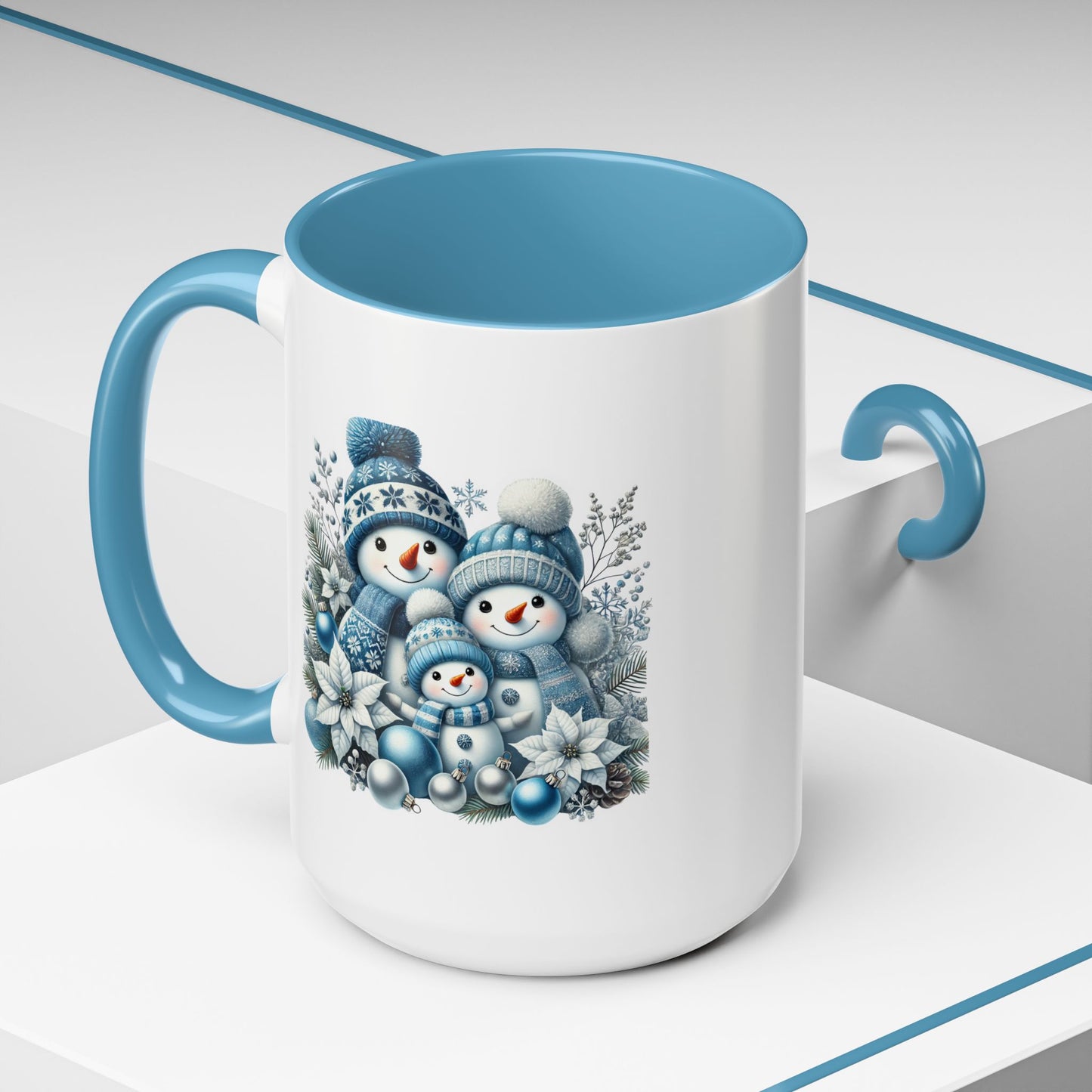Christmas Mug - Blue Snowman Family