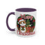 Christmas Mug - Merry Christmas Red Text Cat Presents Wreath