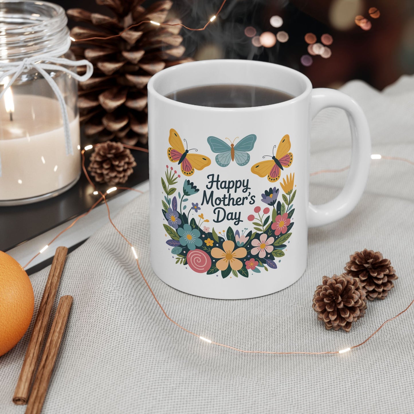 Mother's Day Mug - Happy Mother's Day Floral Butterflies