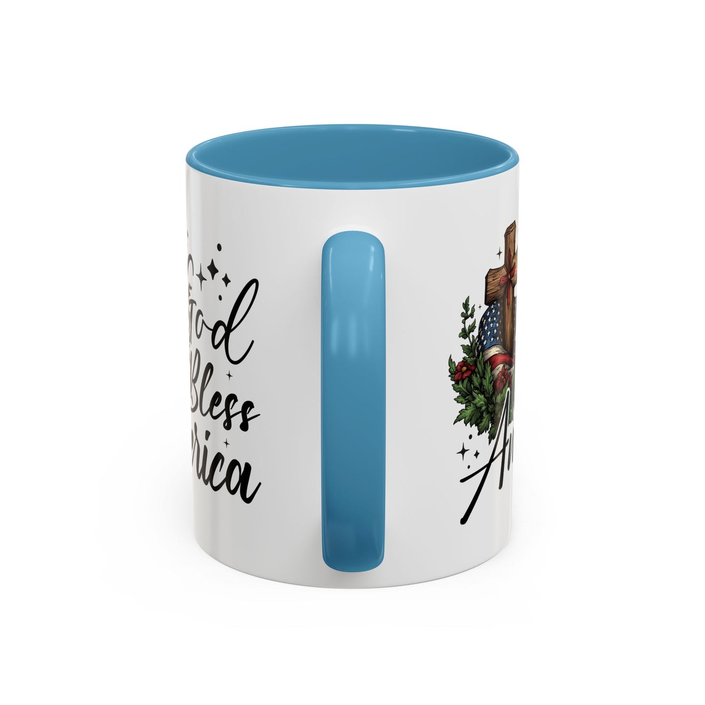 4th of July Mug - God Bless America Cross Flag
