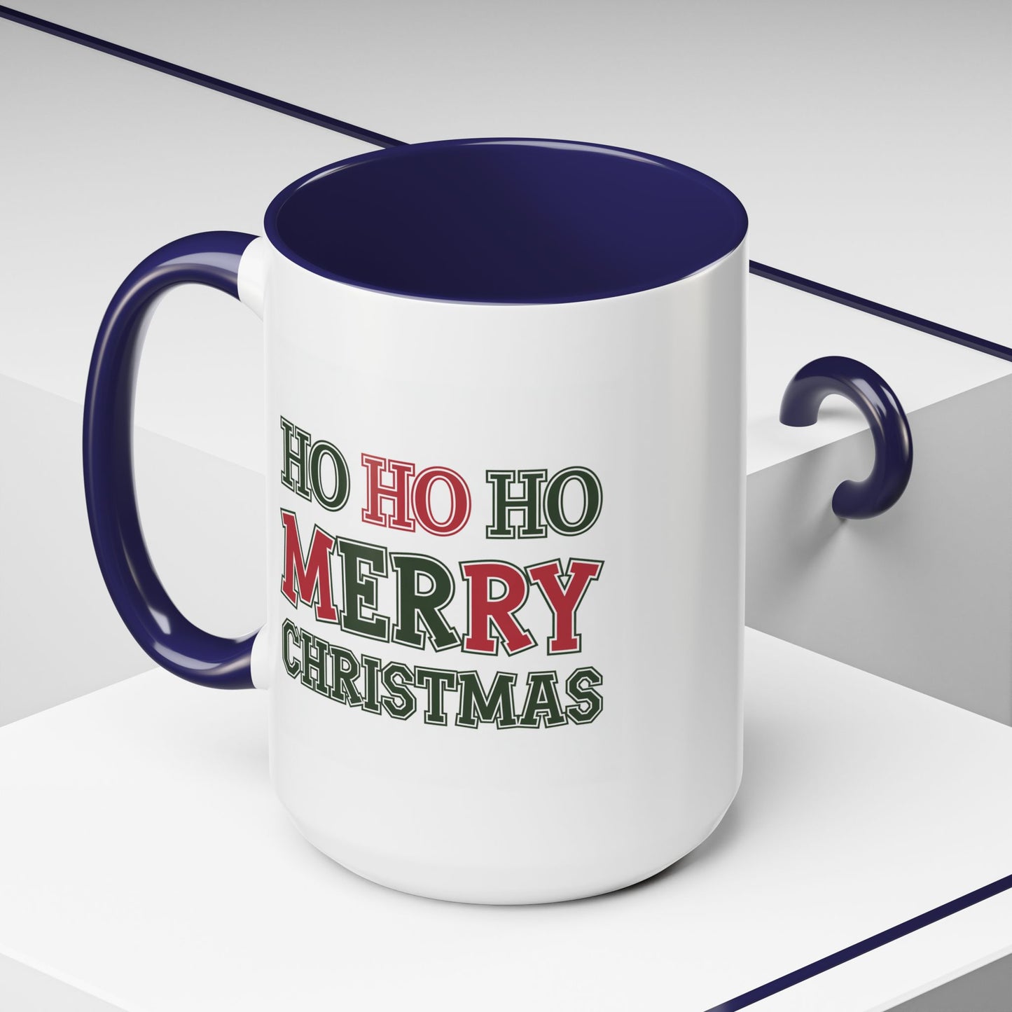 Christmas Mug - Ho Ho Ho Merry Christmas Green & Red Text 2
