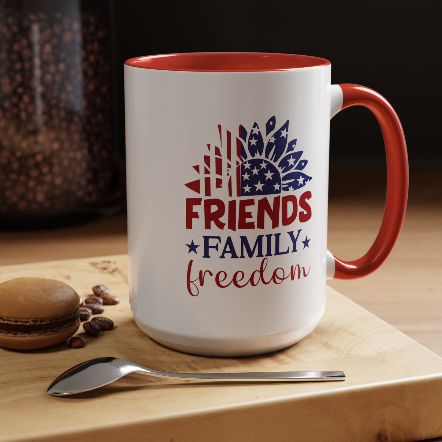 4th of July Mug - Friends Family Freedom Sunflower