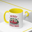 Christmas Mug - Merry Christmas Maroon Text Camper Trees Snowflakes