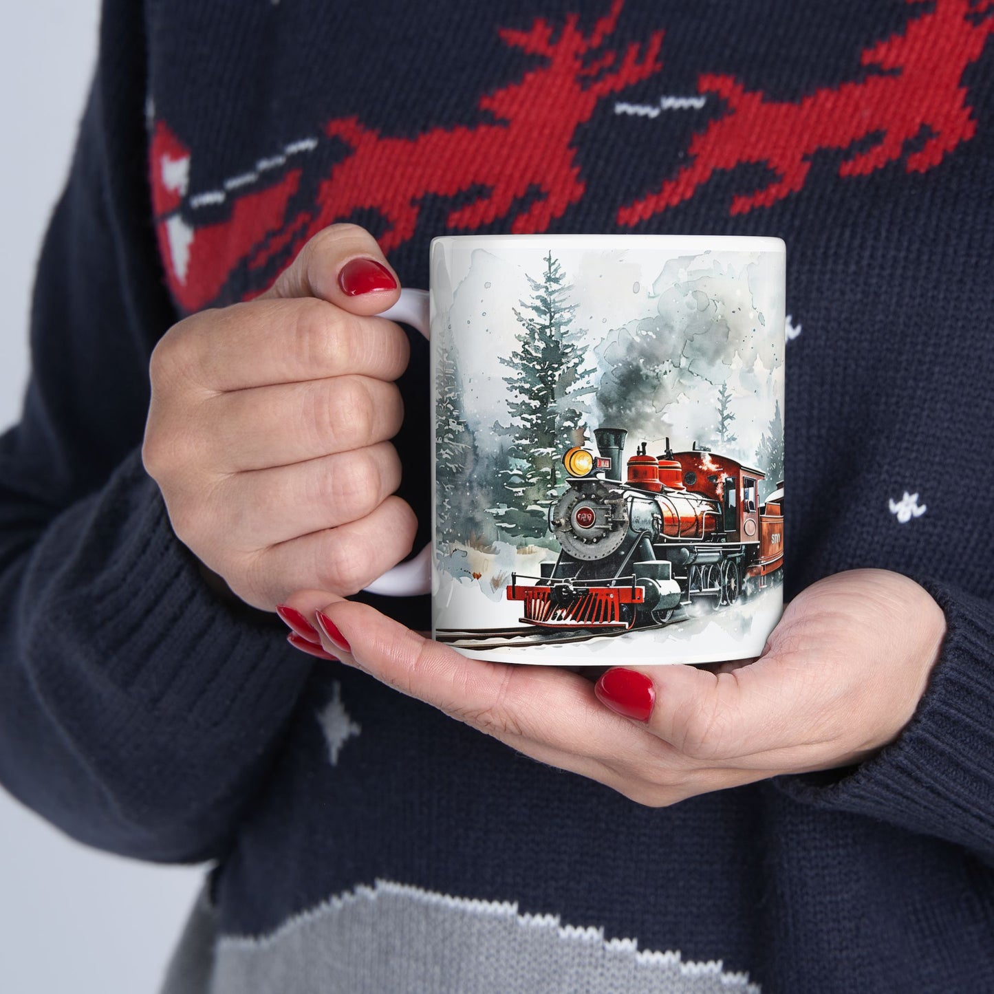 Christmas Mug - Snowy Landscape Train Wrap 5