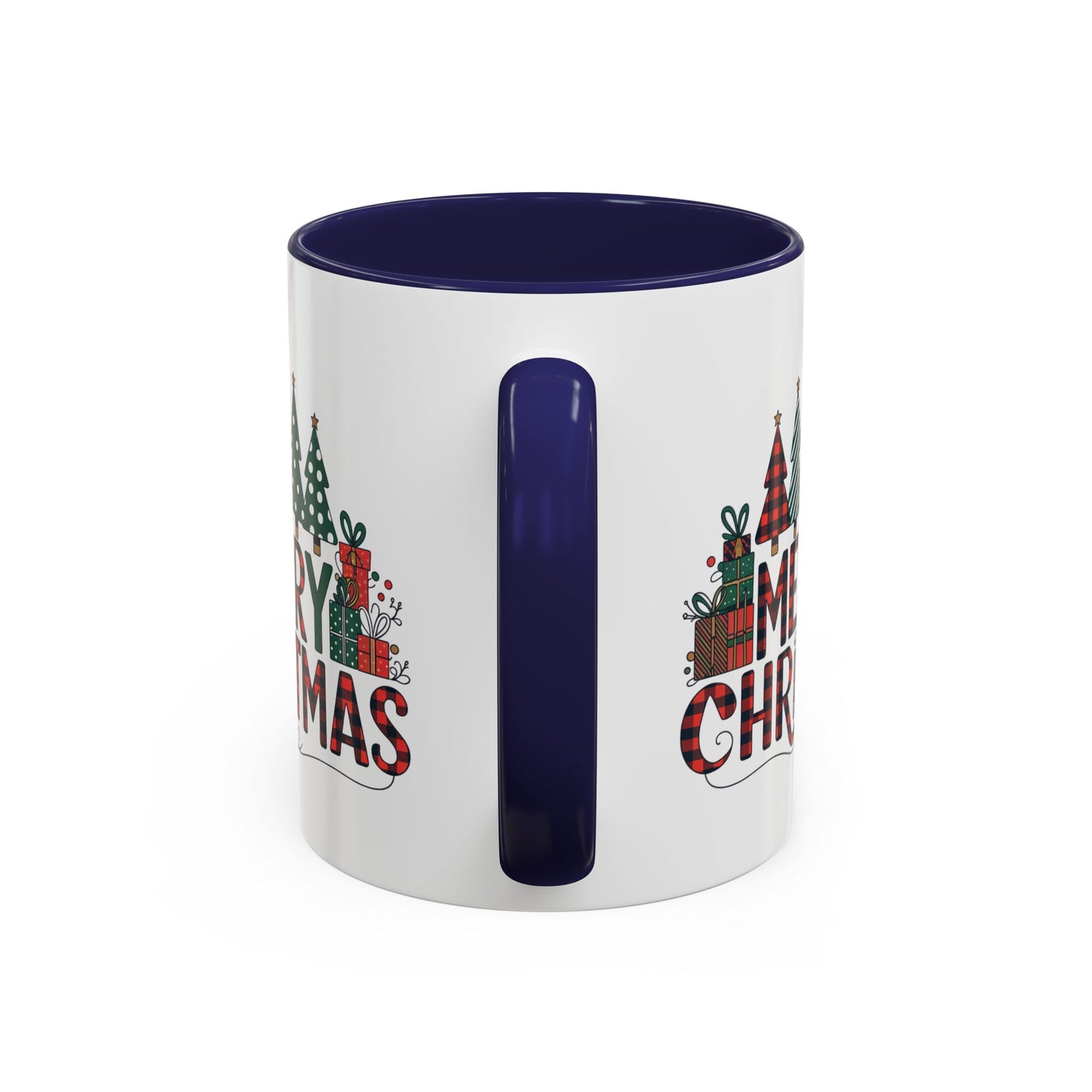 Christmas Mug - Merry Christmas Tartan Text Trees Presents
