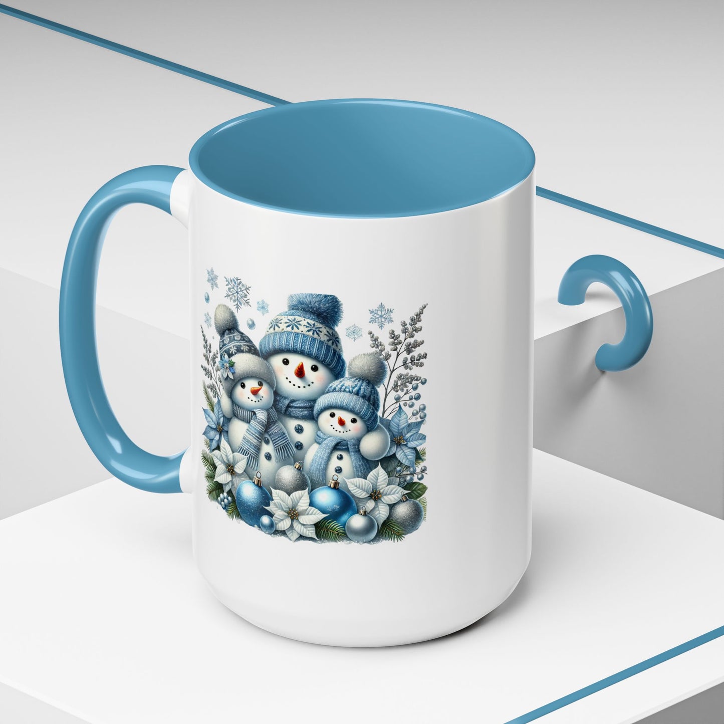 Christmas Mug - Blue Snowman Family