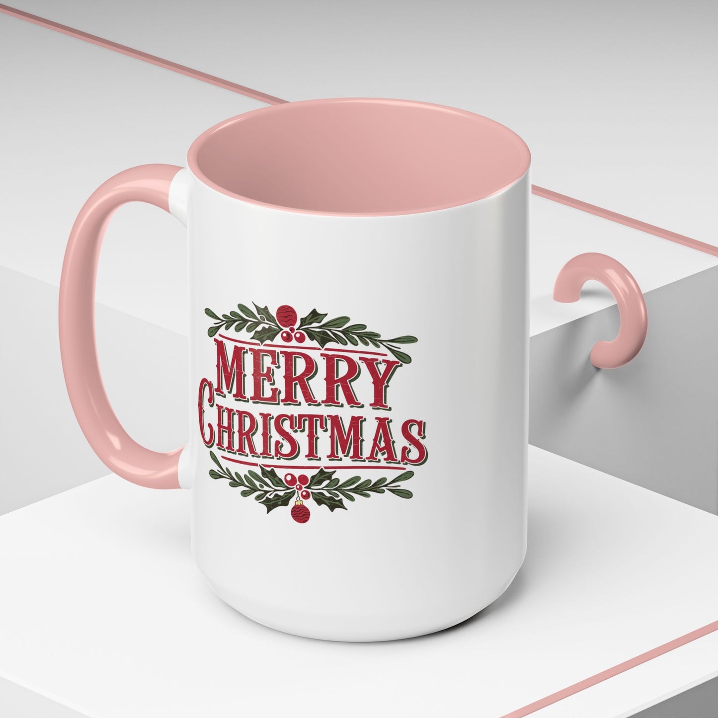 Christmas Mug - Merry Christmas Maroon Text Ornament Decorations