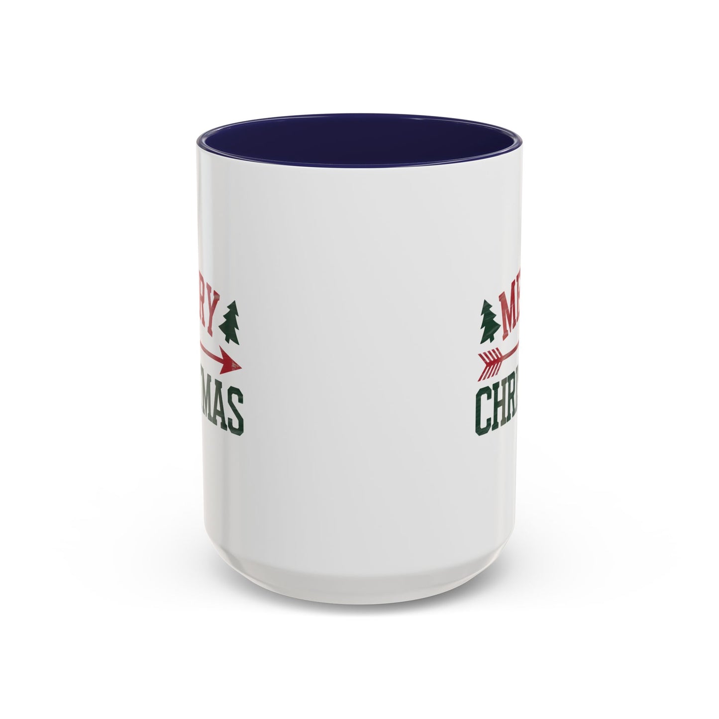 Christmas Mug - Merry Christmas Red & Green Text Heart Arrow Trees