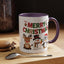 Christmas Mug - Red Green & Gold Text Reindeer Snowman Penguin