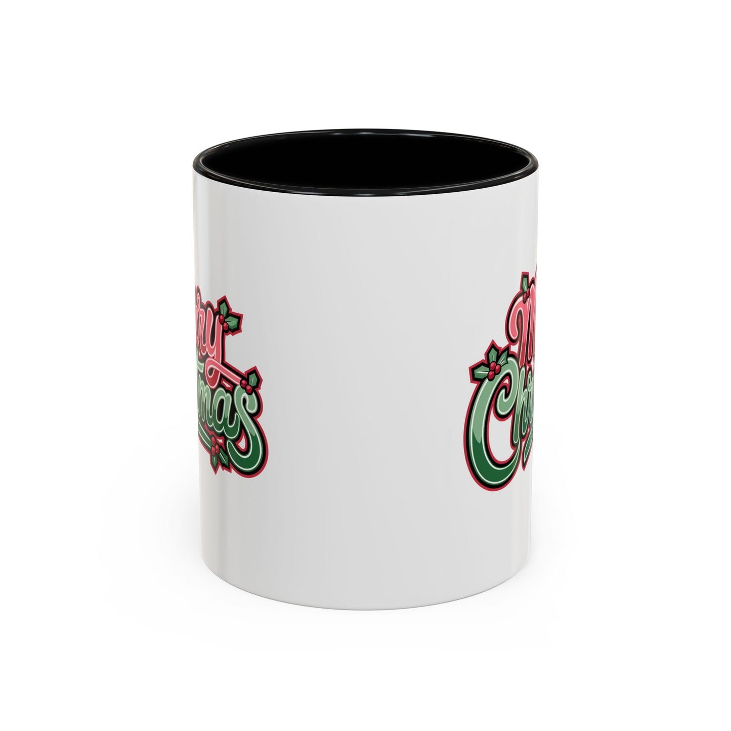Christmas Mug - Merry Christmas Red & Green Text Mistletoe