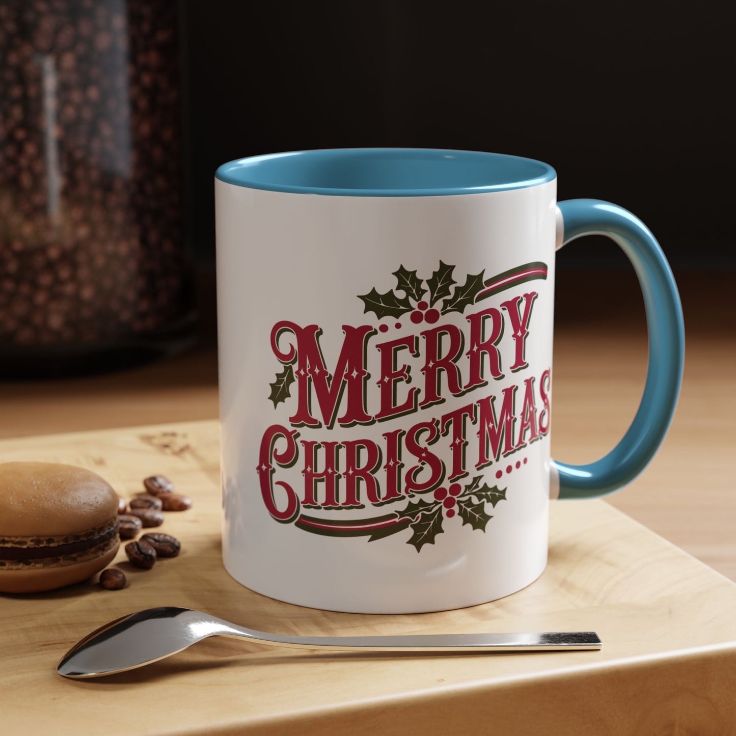 Christmas Mug - Merry Christmas Maroon & Green Text Decorations