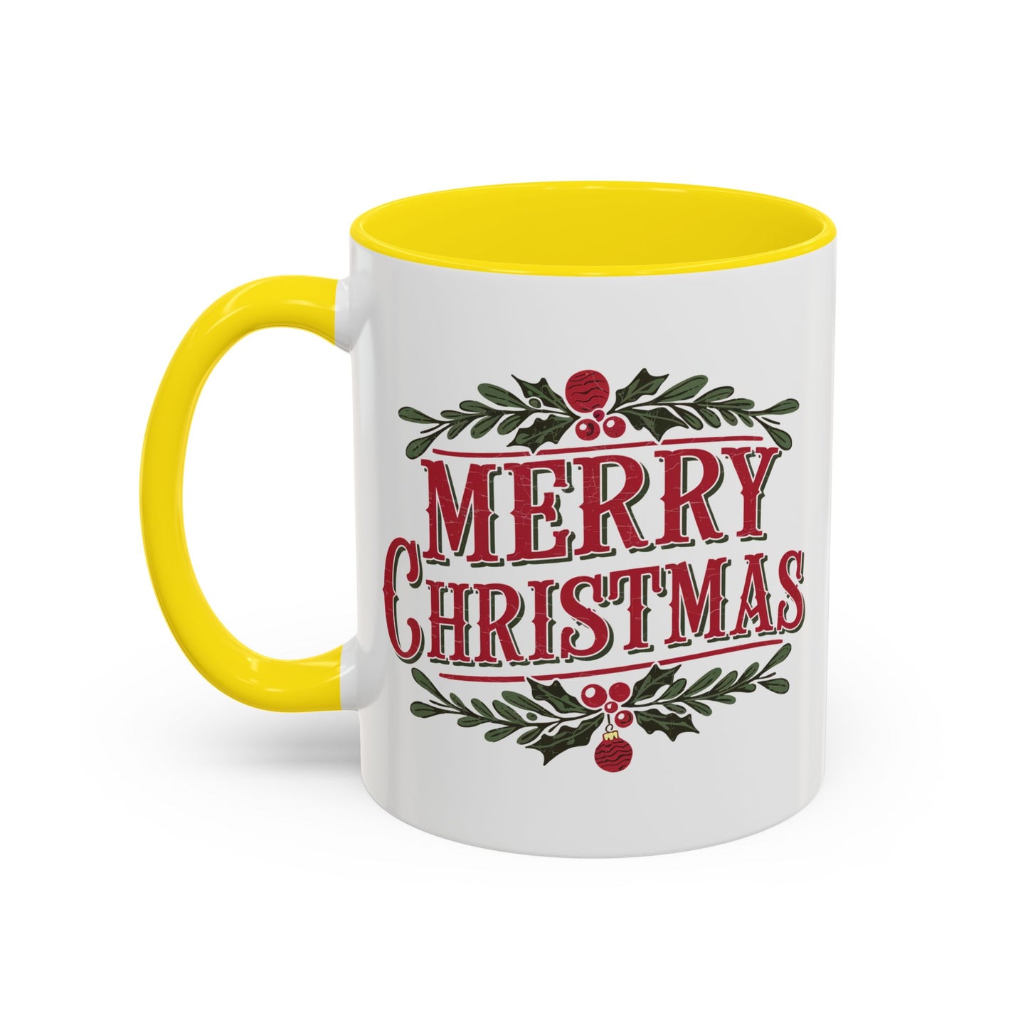 Christmas Mug - Merry Christmas Maroon Text Ornament Decorations