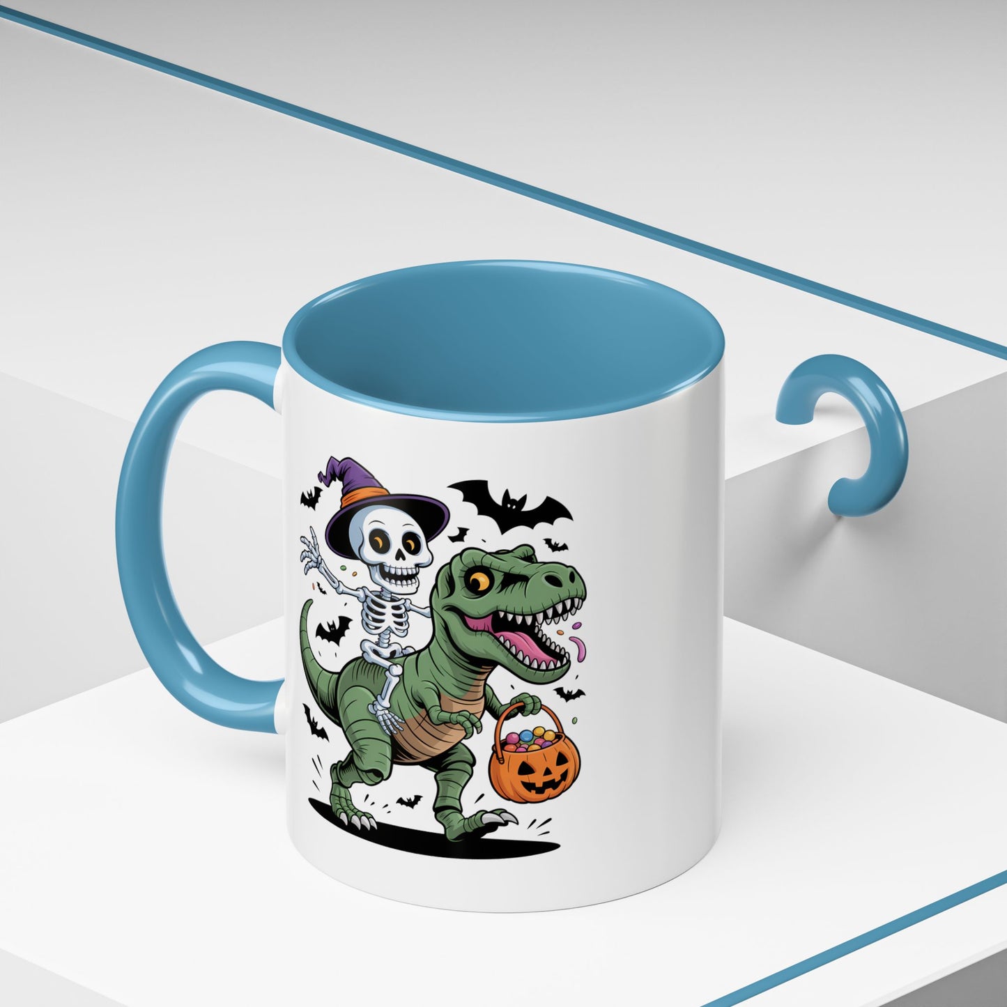 Halloween Mug - Skeleton Riding Dinosaur