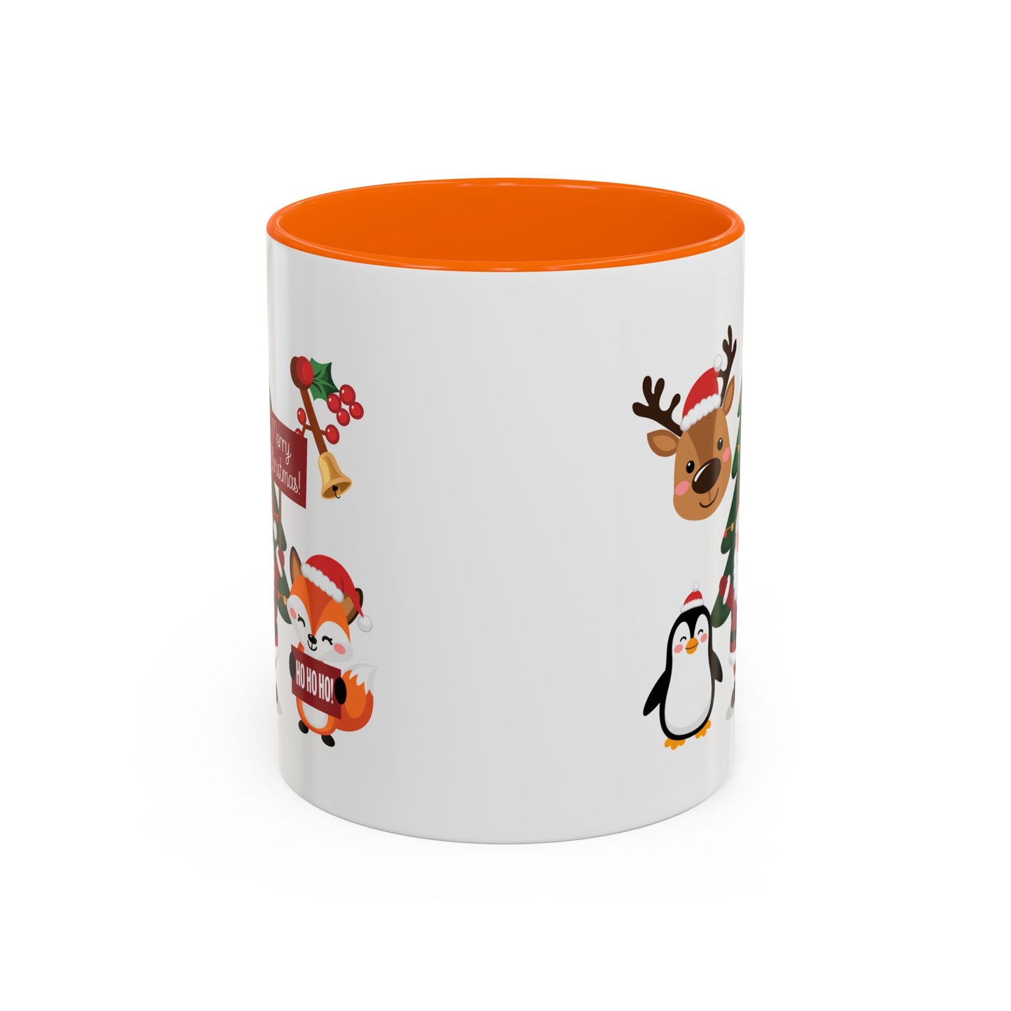 Christmas - Merry Christmas White Text Santa Reindeer Penguin Fox