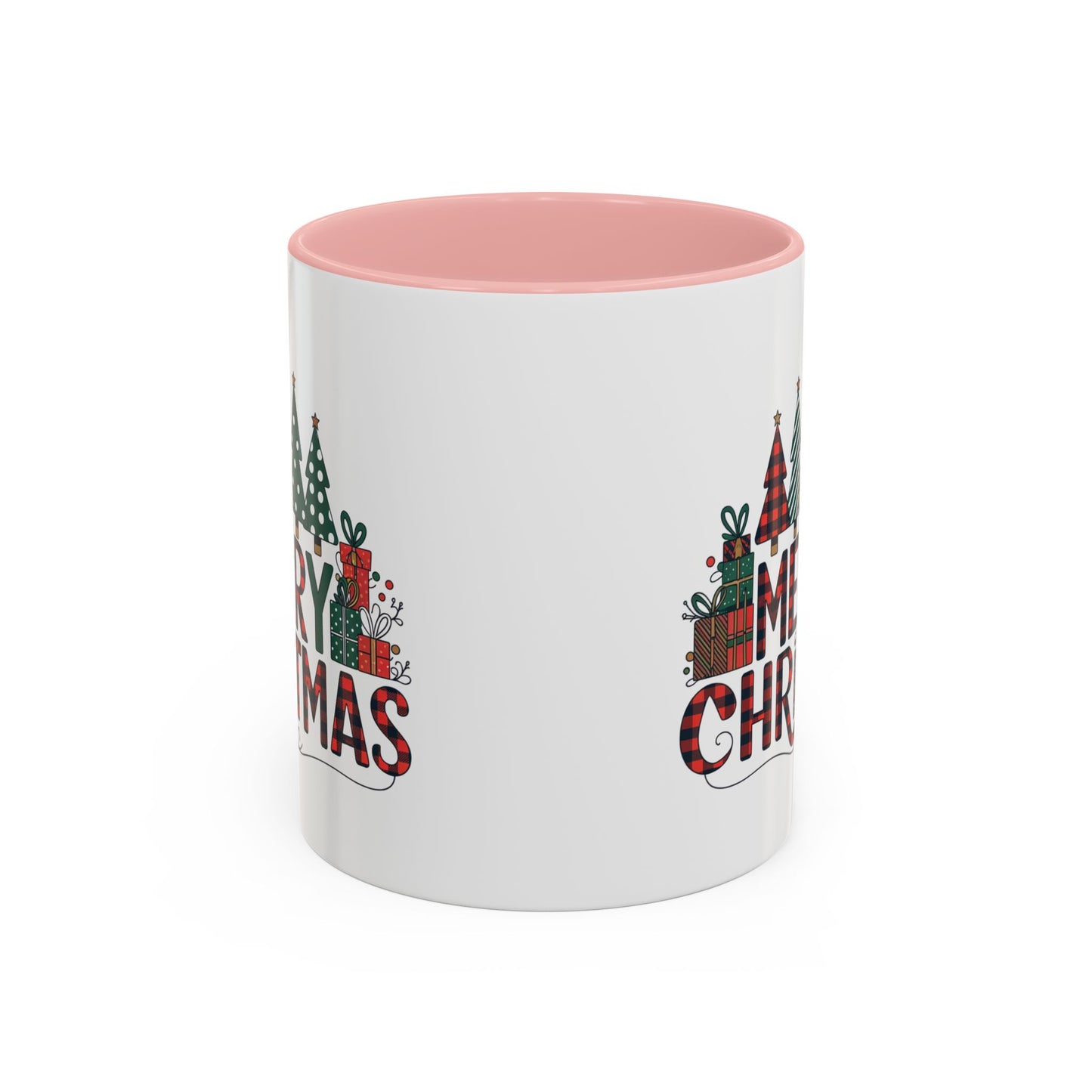 Christmas Mug - Merry Christmas Tartan Text Trees Presents