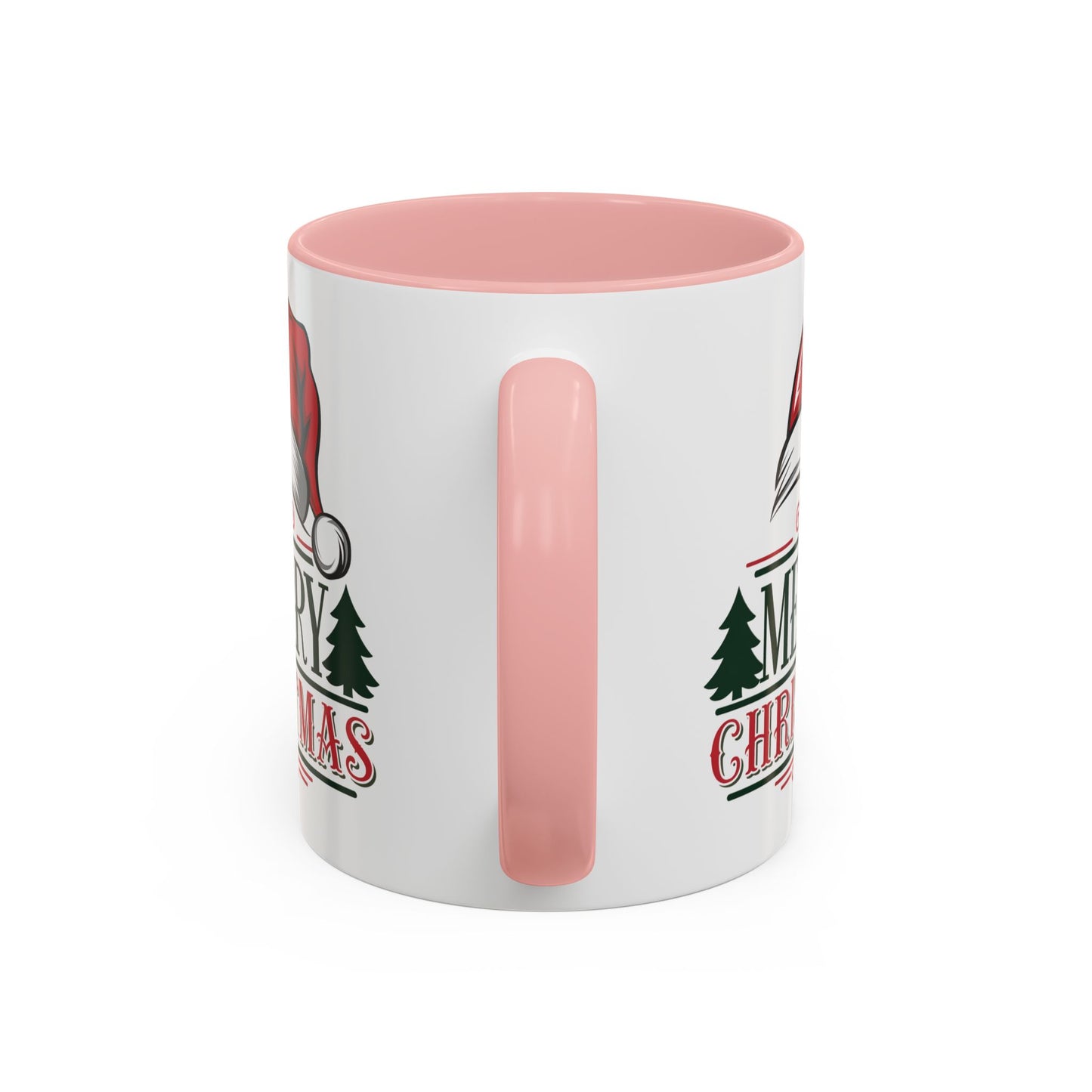 Christmas Mug - Merry Christmas Green & Red Text Red Hat
