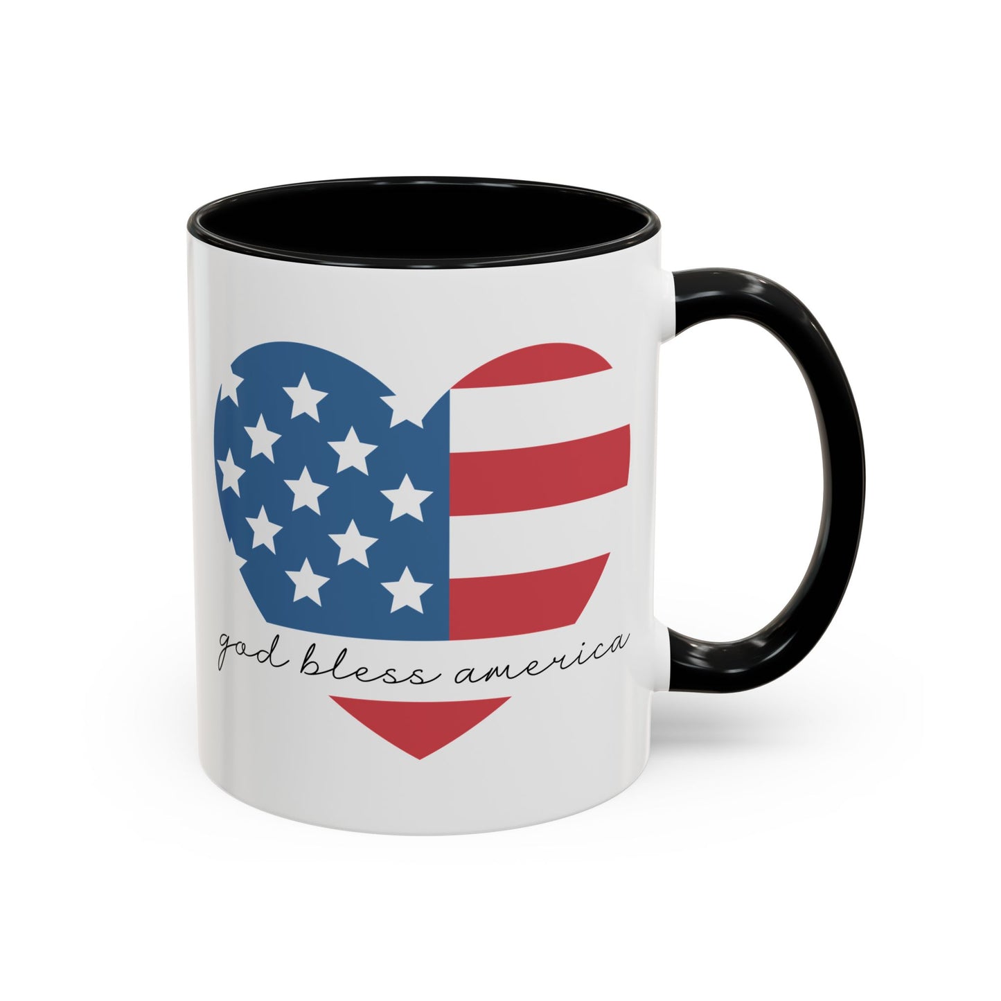 4th of July Mug - God Bless America Flag Heart