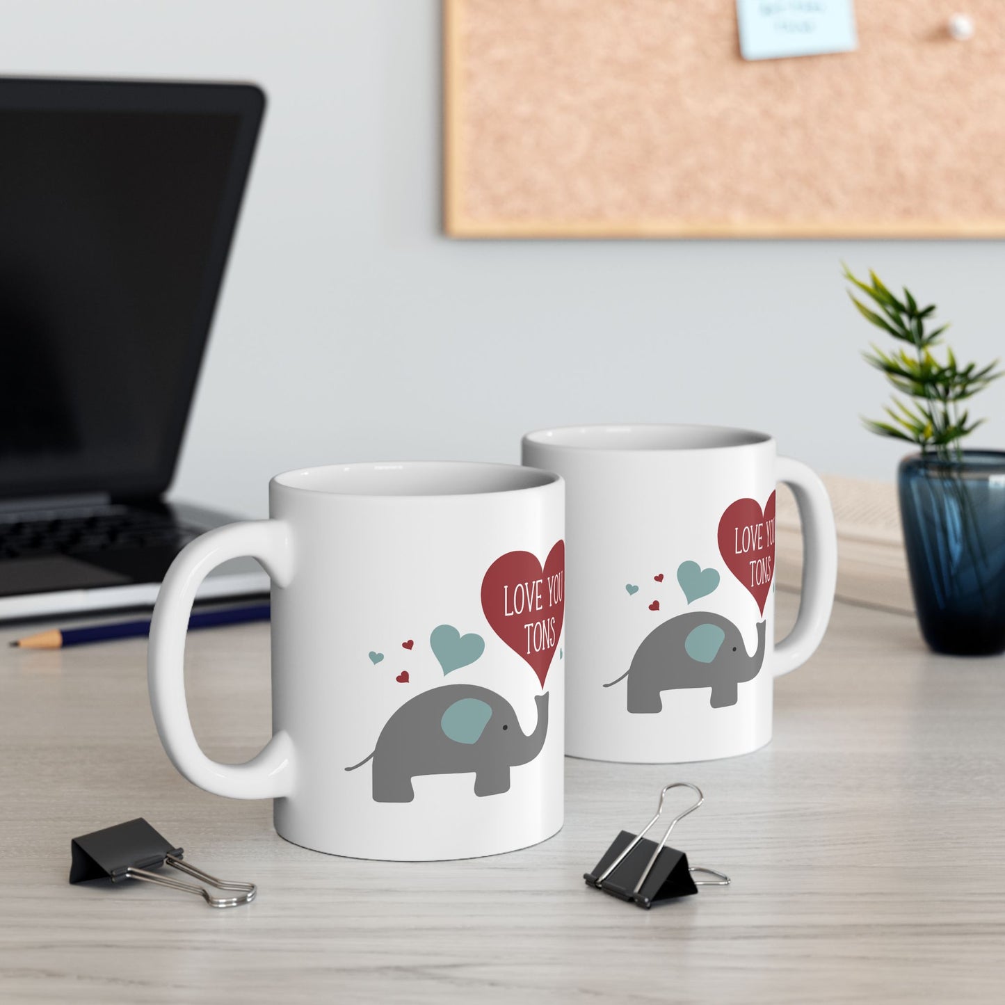 Anniversary Mug - Love You Tons Heart Elephant