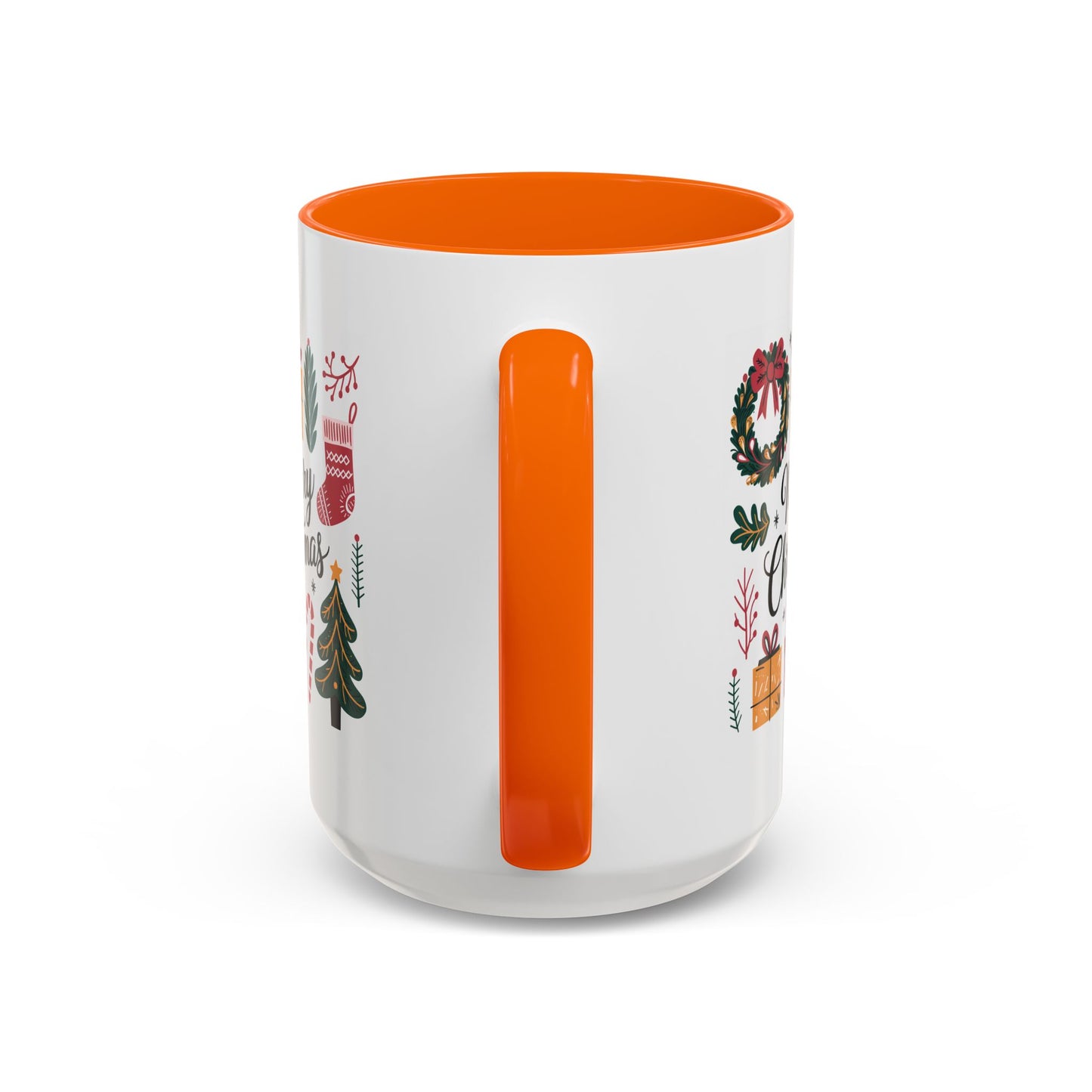 Christmas Mug - Merry Christmas Green Text Presents Tree Candy Cane