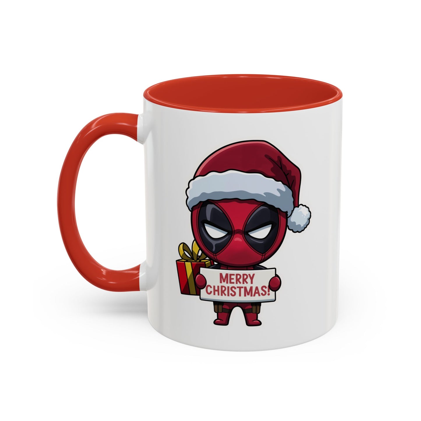 Christmas Mug - Merry Christmas Red Text Superhero