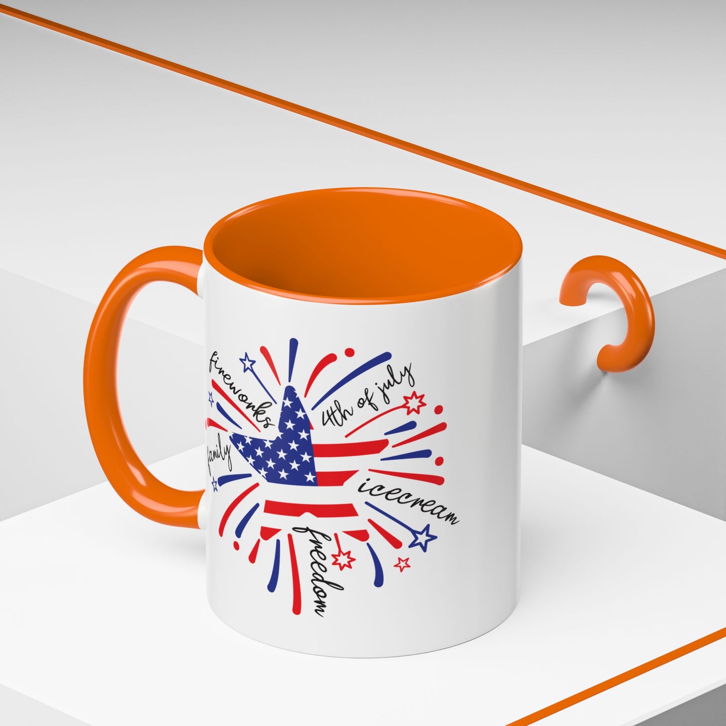 4th of July Mug - Star Flag Fireworks