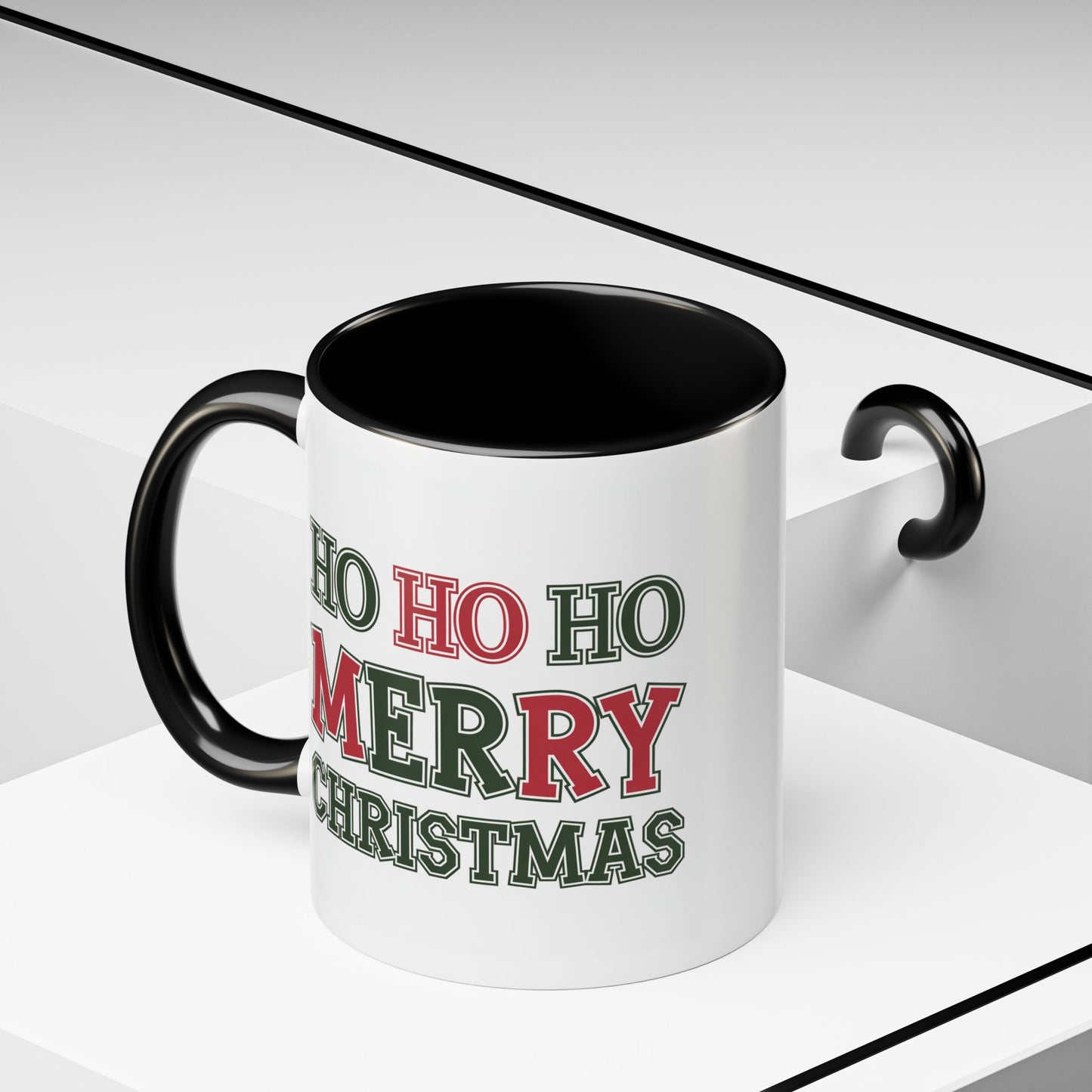 Christmas Mug - Ho Ho Ho Merry Christmas Green & Red Text 2