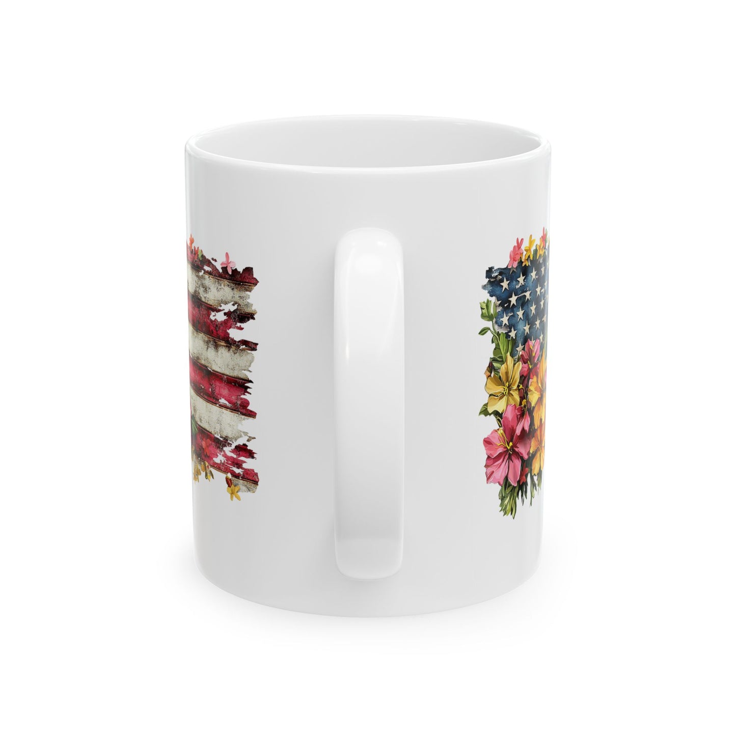 4th of July Mug - Floral AmericanFlag