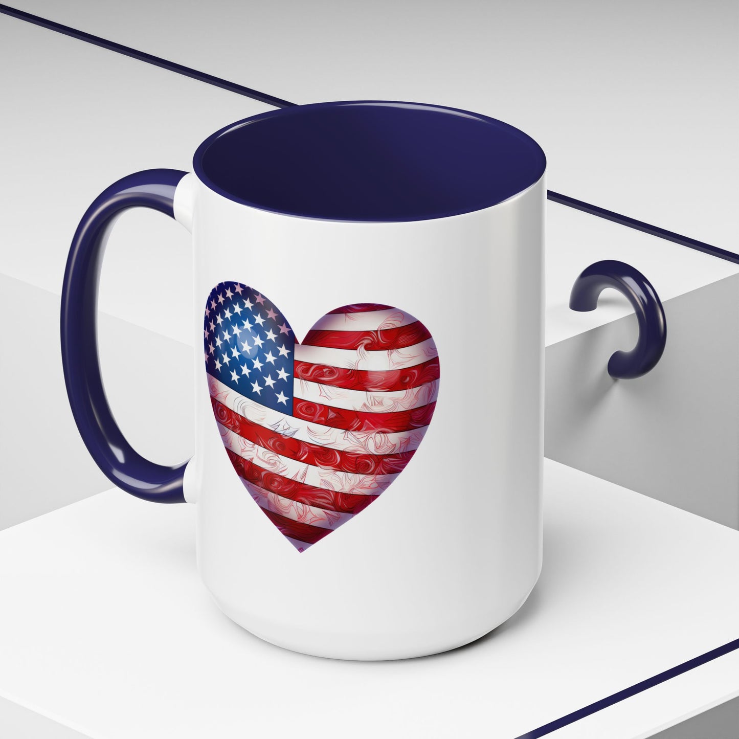 4th of July Mug - Heart American Flag