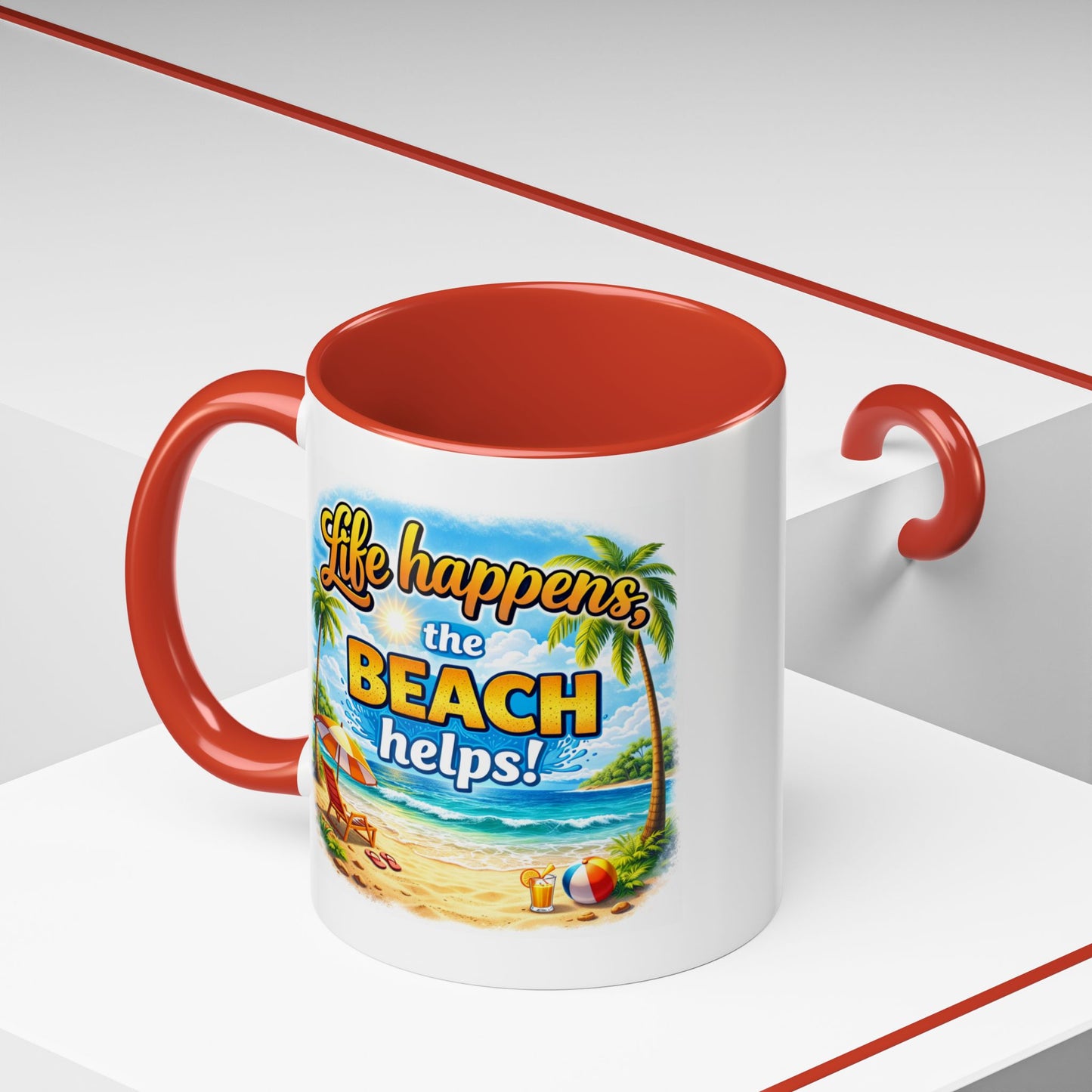 Humor Mug - Life Happens the beach Helps