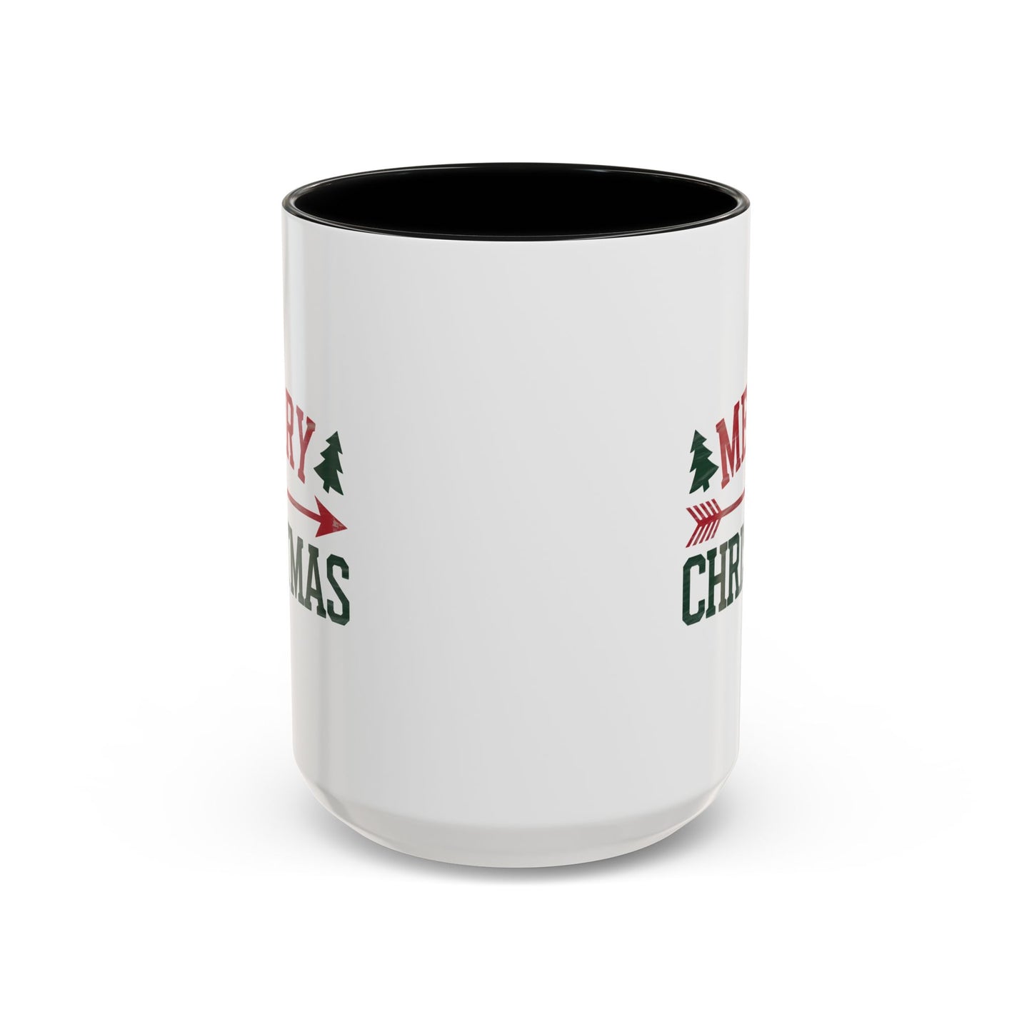 Christmas Mug - Merry Christmas Red & Green Text Heart Arrow Trees