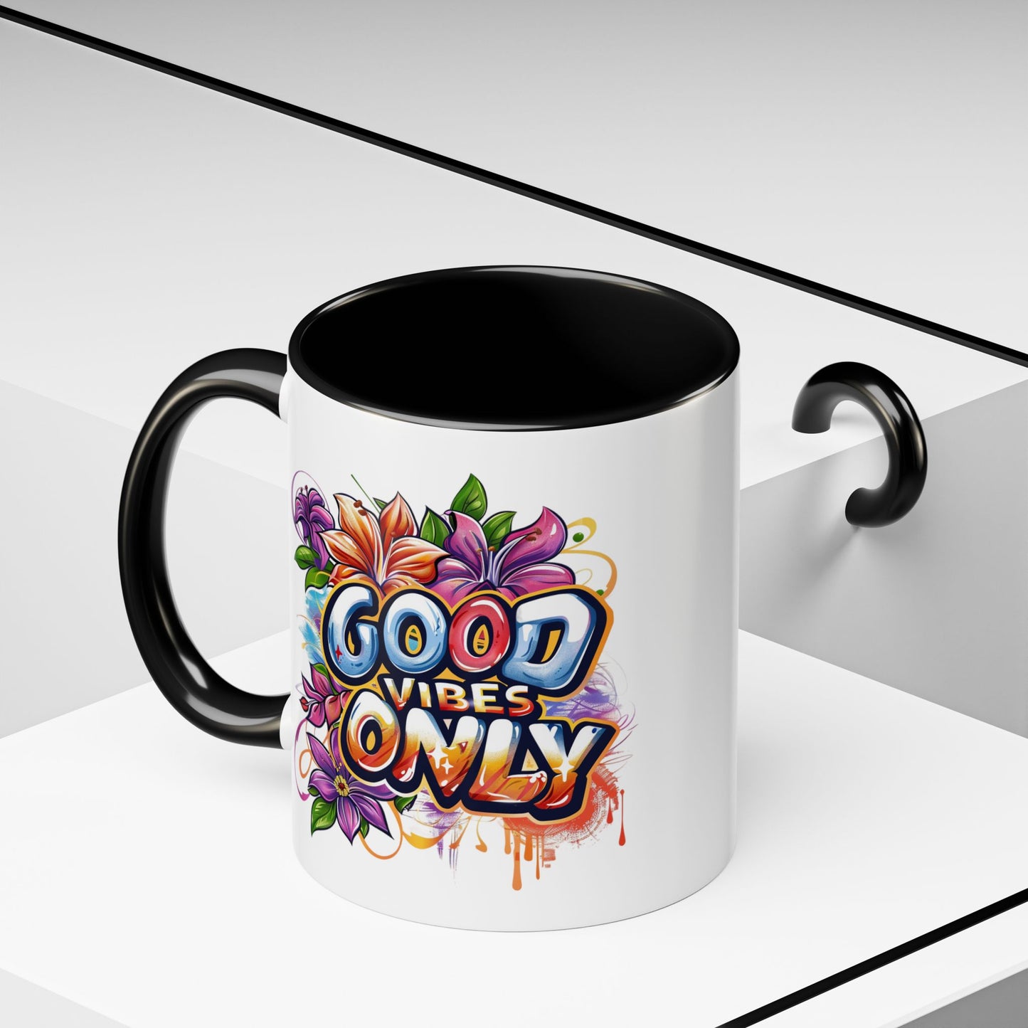 Wellness Mug - Good Vibes Only Graffiti Flowers