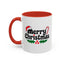 Christmas Mug - Merry Christmas Black Text Hat Cane Misletoe