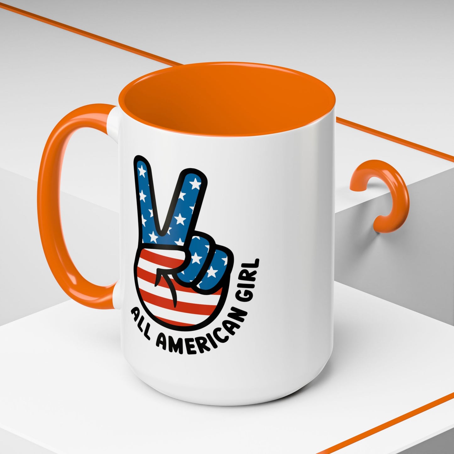4th of July Mug - All American Girl Peace Sign