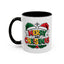 Christmas Mug - Merry Christmas Red Yellow & Green Text Green & Red Hat