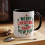 Christmas Mug - Merry Christmas and a Happy New Year Green & Red Text Trees Stars