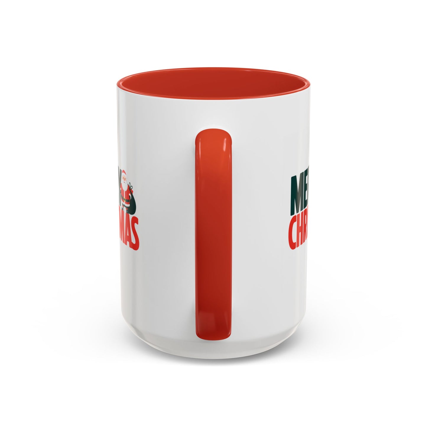 Christmas Mug - Merry Christmas Green & Red Text Santa Bag