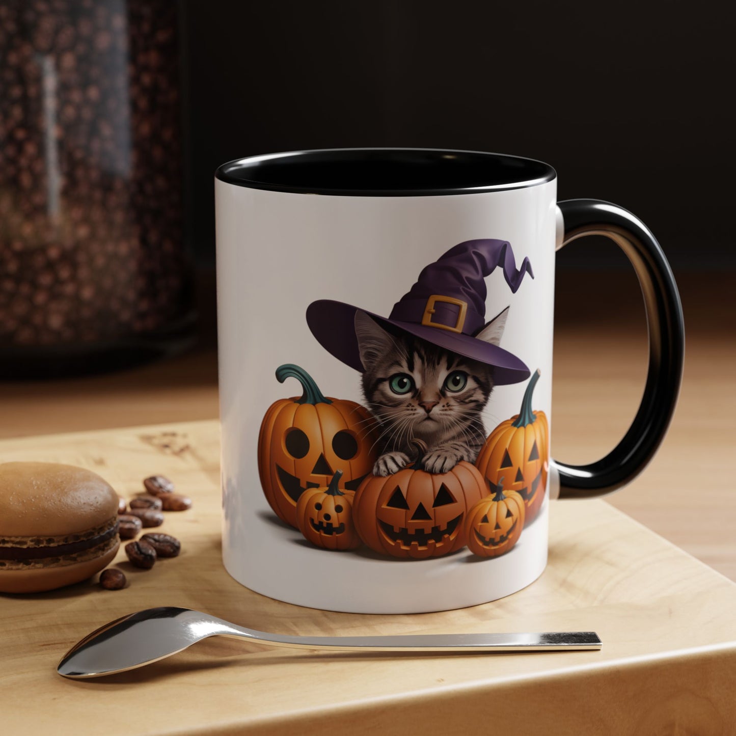 Halloween Mug - Witch Cat Hiding In Pumpkins