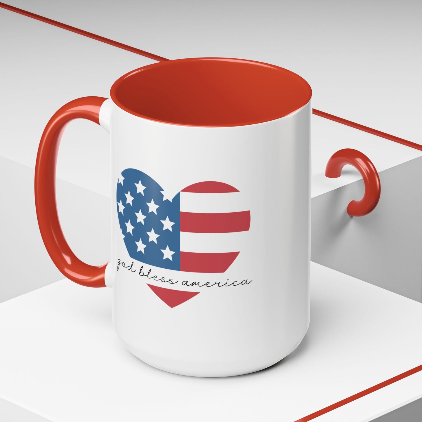 4th of July Mug - God Bless America Flag Heart